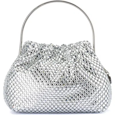 Olga Berg Whitney Crystal Top Handle Clutch In Silver