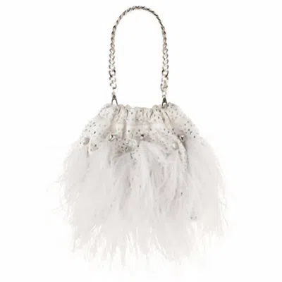Olga Berg Women's Livvy Feather Pouch In White