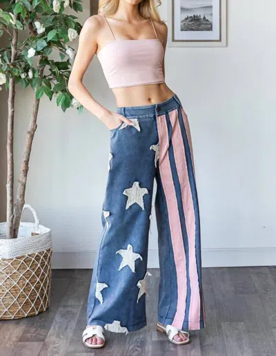 Oli & Hali American Flag Pants In Blue/pink