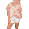 OLI & HALI BE A STAR PATCHED SHORT SLEEVE TOP IN PINK