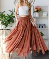 Oli & Hali Chiffon Silk Skirt In Chocolate In Red