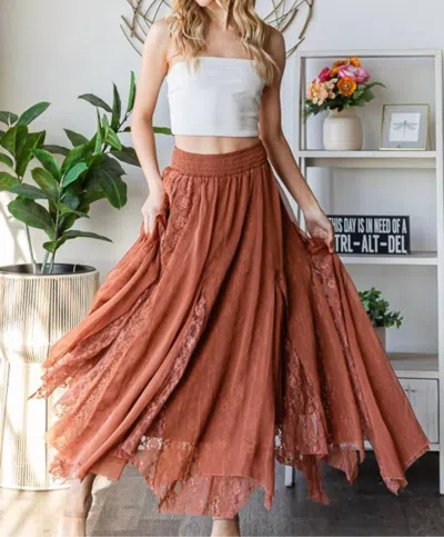 Oli & Hali Chiffon Silk Skirt In Chocolate In Red