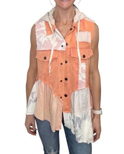 Oli & Hali Clarice Hooded Layering Vest In Orange In Brown