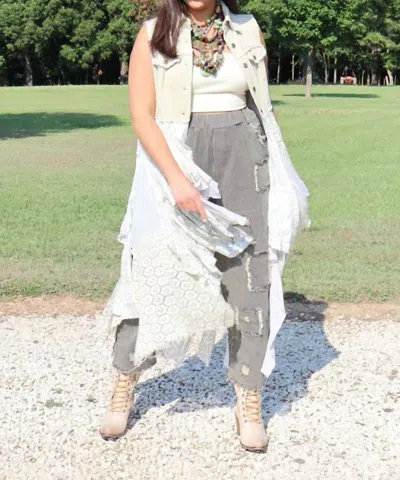 Oli & Hali Corduroy Vest With Tiered Hankerchief Skirt In Brown