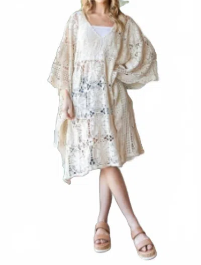 Oli & Hali Crochet Kaftan In Beige In Nude