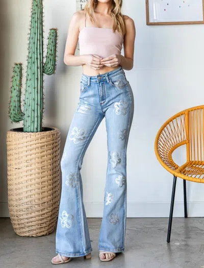 Oli & Hali Destination Daisy Hologram Jeans In Medium Wash