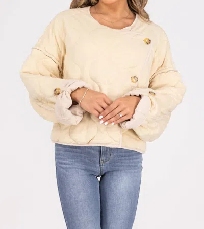 Oli & Hali Escaping Reality Quilted Cropped Jacket In Cream In White