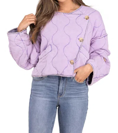 Oli & Hali Escaping Reality Quilted Cropped Jacket In Lilac In Blue