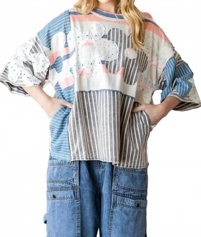 Oli & Hali Flower Patchwork Top In Multi