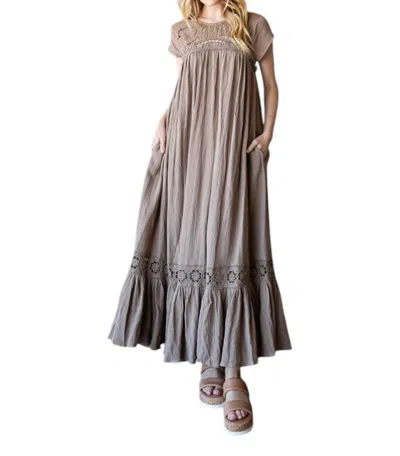 Oli & Hali Gauze Maxi Dress In Taupe In Grey