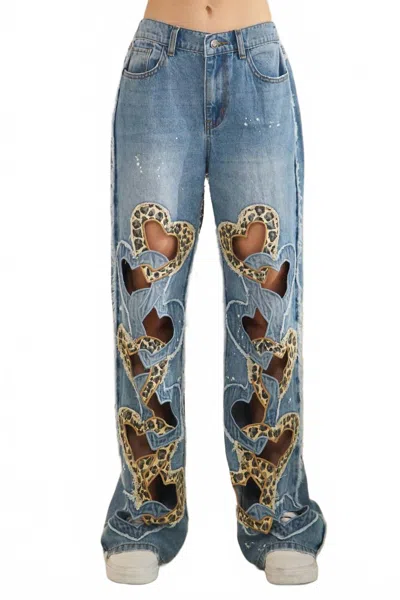 Oli & Hali Heart Coutout Jean In Washed Denim In Blue