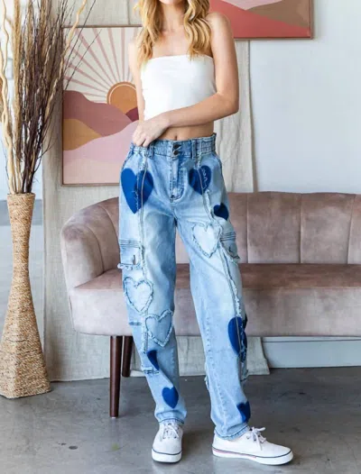Oli & Hali Heart Patch Denim Jeans In Blue
