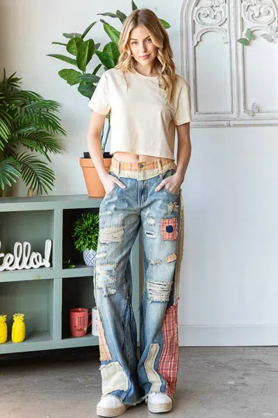 Oli & Hali Let's Patch Things Up Denim Pants In Blue
