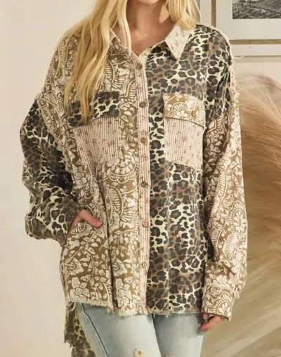 Oli & Hali Little Mixed Up Top In Beige In Brown