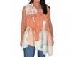 Oli & Hali Mineral Wash Ruffle Flare Hem Hooded Vest Top In Orange In Orange