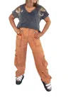Oli & Hali Mineral Washed Cargo Pants In Rust Orange In Multi
