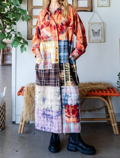 Oli & Hali Mix Shirt Duster In Washed Plaid In Multi