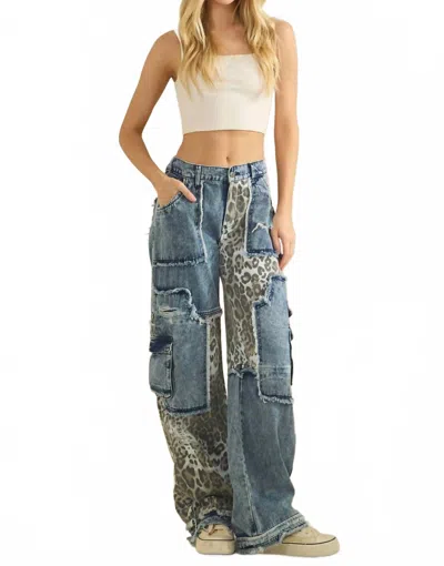 Oli & Hali Patch Leopard Print Jeans In Denim Washed In Blue