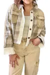 Oli & Hali Plaid Button Front Shirt In Beige In Beige