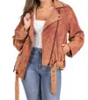 Oli & Hali Push Through Asymmetrical Zip Moto Jacket In Rust In Multi