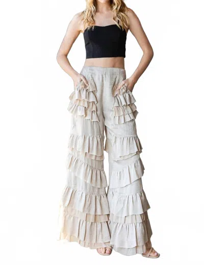 Oli & Hali Ruffle Patch Detail Pants In Taupe