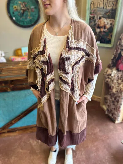 Oli & Hali Star Patched Kimono In Brown