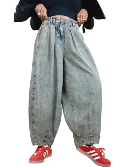 Oli & Hali Washed Barrel Pants In Denim In Multi
