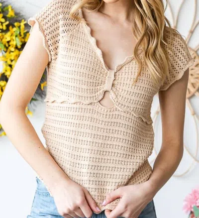 Oli & Hali Washed Crochet Scalloped Top In Cream