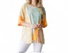 Oli & Hali Washed Fabric Mixed Boho Top In Apricot In Multi