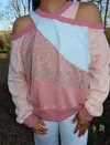 Oli & Hali Washed Fabric Mixed Cutout Shoulder Tunic In Pink In Pink