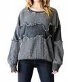 Oli & Hali Washed Fabric Mixed Pullover In Black In Animal Print