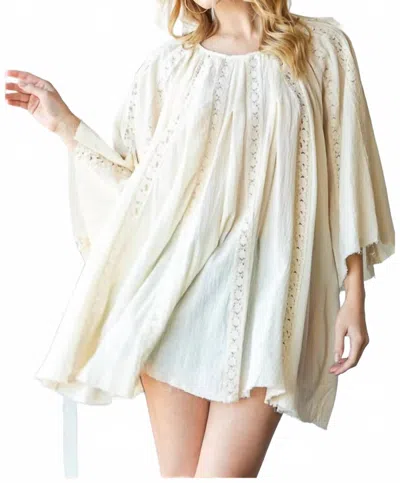 Oli & Hali Washed Lace Tunic Top In Natural In White