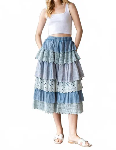 Oli & Hali Washed Tiered Woven Pants In Shades Of Blue