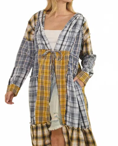 Oli & Hali Women's Tie Front Duster Jacket In Plaid In Multi