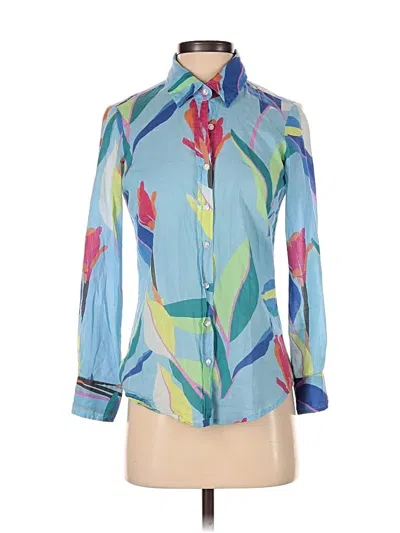 Pre-owned Oliphant 3/4 Sleeve Blouse In Blue
