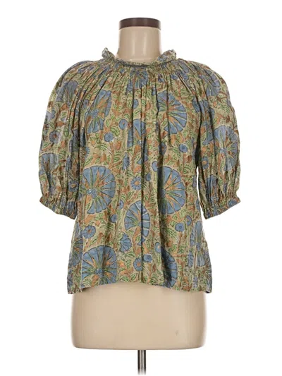 Pre-owned Oliphant 3/4 Sleeve Blouse In Blue