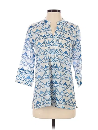 Pre-owned Oliphant 3/4 Sleeve Blouse In Blue