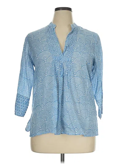 Pre-owned Oliphant 3/4 Sleeve Blouse In Blue