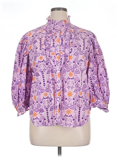 Pre-owned Oliphant 3/4 Sleeve Blouse In Purple