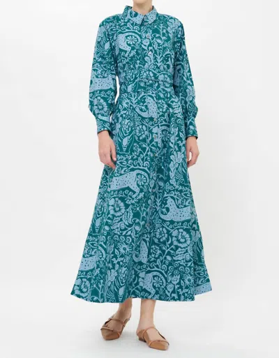 Oliphant Ana Dress In Singita Green In Blue