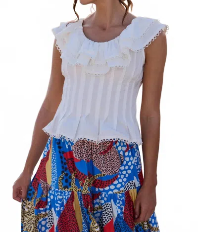 Oliphant Athena Top In Tisbury White In Animal Print