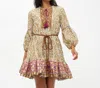 Oliphant Balloon Drop Mini Dress In Olive Marchesa In Multi