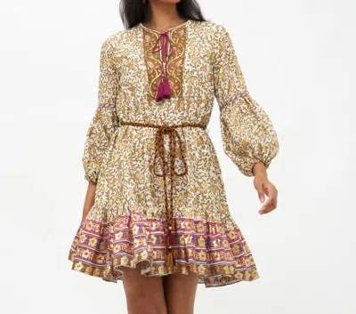Oliphant Balloon Drop Mini Dress In Olive Marchesa In Multi