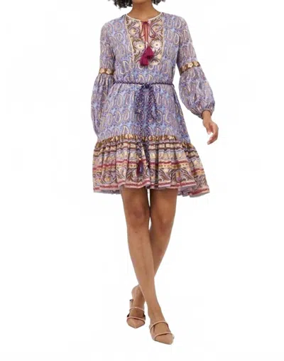 Oliphant Balloon Sleeve Flirty Mini Dress In Lavender In Multi