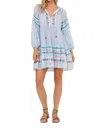 Oliphant Balloon Sleeve Short Mini Dress In Jungle Print Blue In Blue