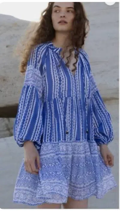 Oliphant Balloon Sleeve Short Dress In Zig Blu In Blue