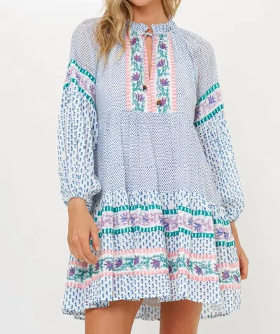 Oliphant Balloon Sleeve Short Mini Dress In Jungle Print Blue