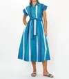 Oliphant Belted Shirt Dress In Meko Blue In Animal Print