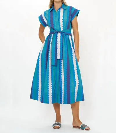 Oliphant Belted Shirt Dress In Meko Blue In Animal Print