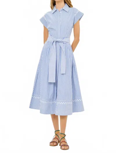Oliphant Belted Shirt Dress In Sconset Blue